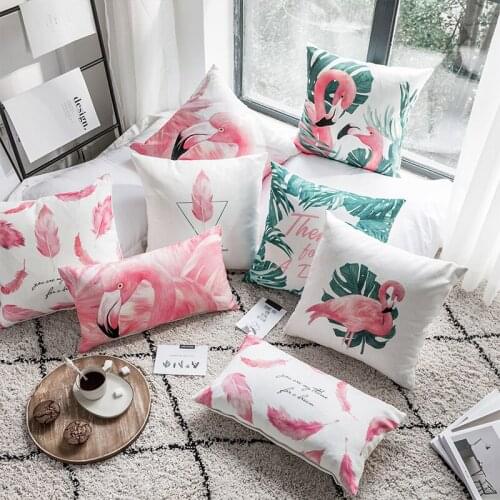 Wholesales Decorative Cushion Cover Colorful Pink Swam ,Flamingo Tropical Leaves Cushions Case Pillow Case Home Decor 45*45cm