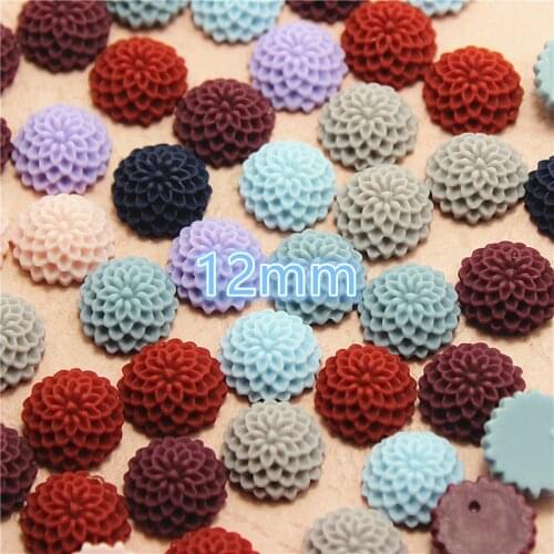 Resin vintage Mixed Color flower flatback cabochon DIY jewelry/phone decoration No Hole 50pcs 13mm