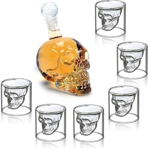 Transparent Skull Glass Wine Decanter,Whiskey Skull Shot Glasses,Skeleton Wine Glass For Bar Family Halloween Decoration Mug