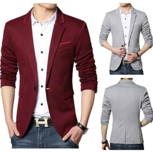 Luxurious Blazers Fashion Trend Men Slim Single Button Long Sleeve Wool Suit Jacket Male Business Casual Blazers