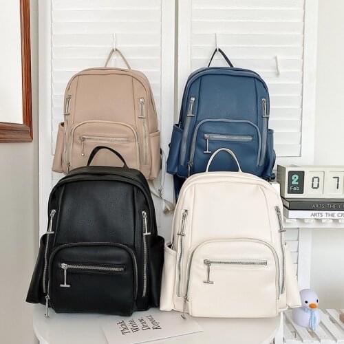 Summer Fashion Womens Backpack Pu Leather Anti-theft University School Bag All-match Large-capacity Travel Backpacks