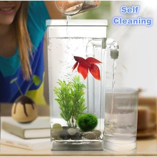 Self Cleaning Aquarium Fish Bowl With LED Light Aquarium Mini Ecological Betta Fish Tank Incubator Bowl Kid Gift