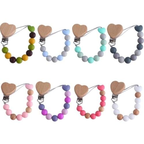 Newborn Pacifier Clip Chain Silicone Beads BPA Free DIY Dummy Nipple Holder Soother Baby Teething Chewable Toys Shower Gifts