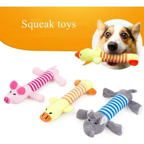 Cute Cartoon Animal Dog Toys Squeak Sound Pet Toy Duck Elephant Pig Shape Small Medium Dog Plush Chew Molar Interactive Toy