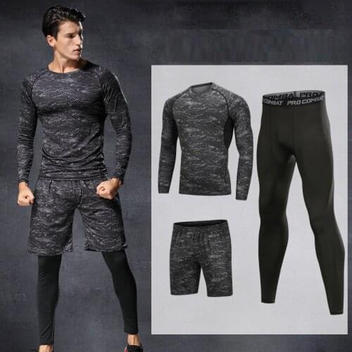 Fitness Sport Suit Outdoor Jogging Tracksuit Compression Sports Clothing Tight Workout Sport Wear Mens Sportswear Running Set