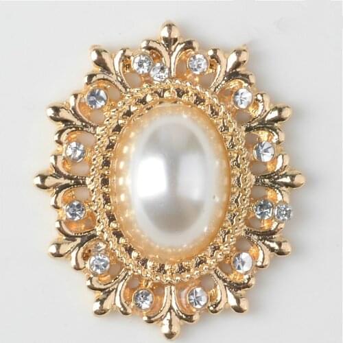 10 PCS 24*29mm Metal Alloy Crystal Rhinestone Imitation Pearl Flowers Connectors Charm DIY Jewelry Accessories