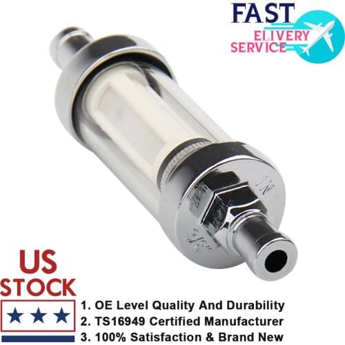 Carbole Brand 10mm 3/8'' Universal Chrome Glass Fuel Filter Car Petrol Diesel Inline Reusable Filter Element Material Nylon