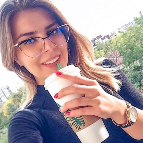 Vintage cat eye glasses frame women fashion eyeglasses trends Metal frame brand designer optical glasses styles for women