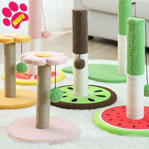 WOFUWOFU Tall Cat Scratching Post Cat Interactive Toys - Cat Scratch Post Cats Kittens - Plush Sisal Scratch Pole Cat Scratcher