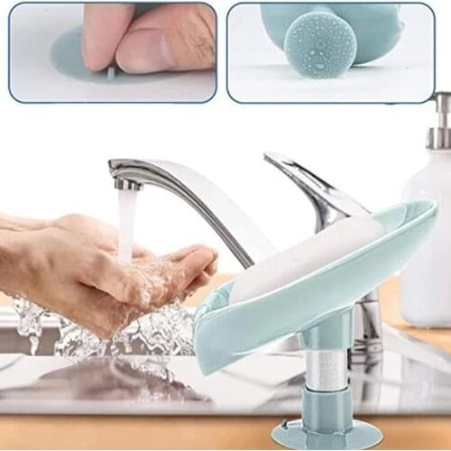 Leaf Shaped Soap Box Drain Soap Holder Box Bathroom Shower Vertical Holder Dish Storage Plate Tray Bathroom Supplies