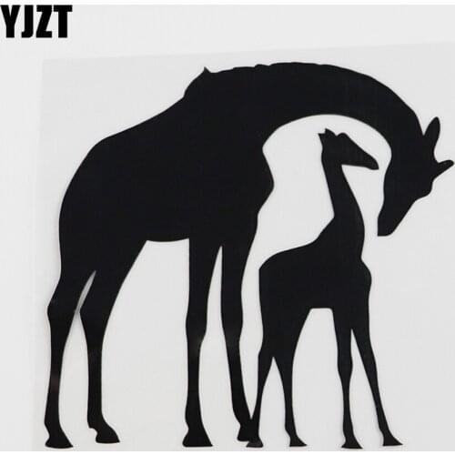 YJZT 13CMX12.1CM Lovely Giraffes Family Jungle Zoo Vinyl Car Sticker Black/Silver 8A-0172