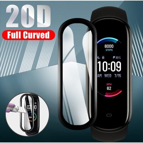 20D Curved Edge Protective Film For Xiaomi Huami Amazfit Band 5 Smart Watch Soft Screen Protector Accessories (Not Glass)