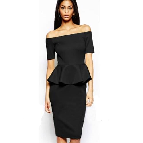 AAMIKAST Women Dresses Hot Sale 2019 Slash Neck Short Sleeve Pencil Party Cocktail Sexy Women Dresses Size S M L XL XXL