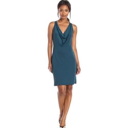 High quality summer hot dress vestidos sexy deep V collar fold wrinkle back pure color package hip splice dress vestido size