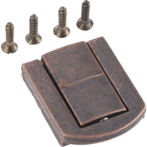 1Pc Red Copper Locked Buckles Antique Box Buckle Clasp Zinc Alloy Square Vintage Wooden Wine Box Latch Clasp with Screws 25x30mm