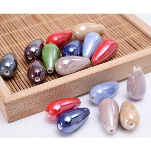 10/20/30pcs 20mm Big Ceramic Beads Waterdrop Shape Loose Spacer Beads for Jewelry Making Earring Bracelet Diy Accessories