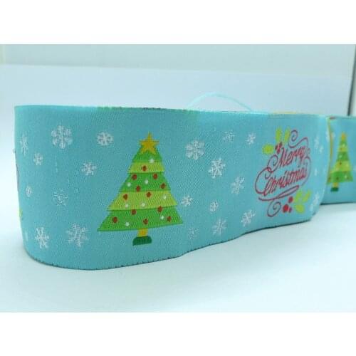 10 Meters 1.5'' 38mm Wide Merry Christmas Snow Flake Dog Collar Woven Jacquard Ribbon