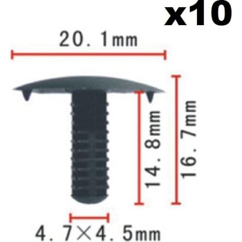 10x Black Plastic Trim Bumper Clips Lining Panel Cover for Honda / Nylon Retainer Clip