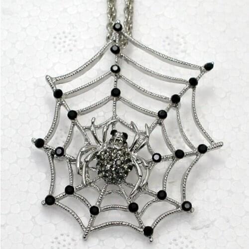 12pcs/lot Wholesale Rhinestone Spider Web Fashion Pendant Necklaces Clothing Chain Jewelry gift F101116