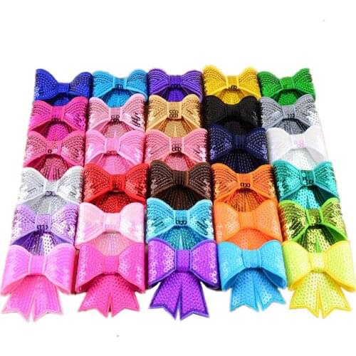 120pcs/lot 32color U Pick 3 Inch Large Sequin Bowknot Applique Embroideried Sequin Bows Girls Boutique Hair Accessories HDJ13