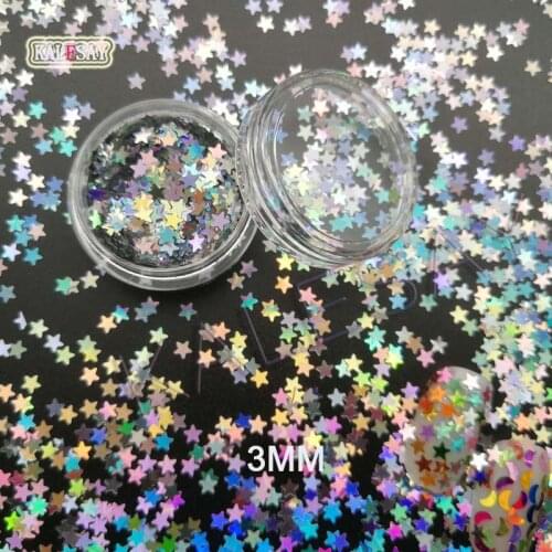 3mm Sequins DIY Flat Five-pointed Star Moon Sequin Paillettes Sewing Craft DIY Laser Silver Nail Sequin Accessories Decorations