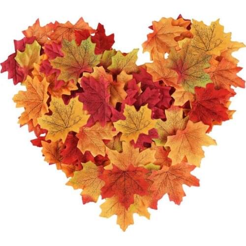 50-1000Pcs Artificial Maple Leaves Fake Fall Leaves Autumn Leaves Home Decoration