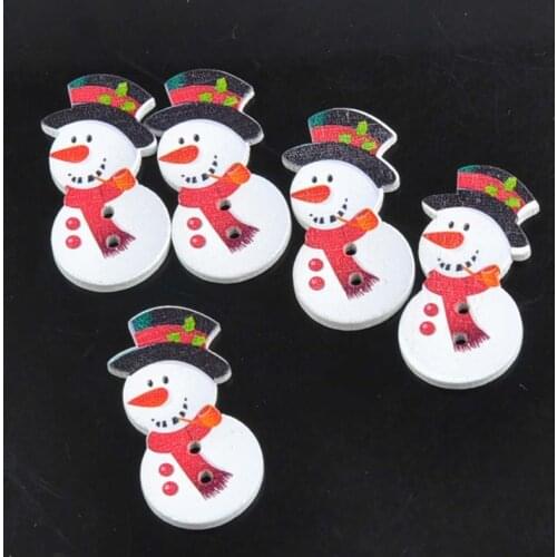 50pcs 2 Holes Snowman Wooden buttons Artesanato Sewing Handmade DIY Scrapbooking Crafts Accessories18x23mm MT0852