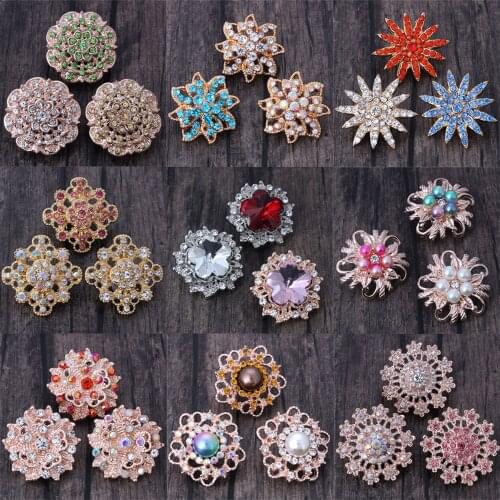 6pcs/lot Snap Button Jewelry 18mm Snap Buttons Mixed Rose Gold Crystal Rhinestone Flowers Metal Snaps for Snap Button Bracelet