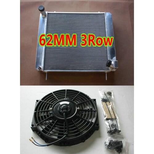 62MM 3ROW Racing Aluminum Radiator FOR Jaguar E-Type S1 XKE XK-E Series I/1 3.8L XK I6 Manual 1961-1967 AND FAN KIT 62 63 64 65