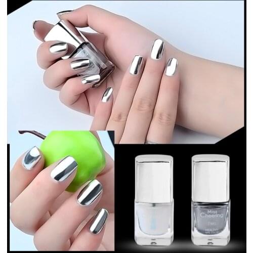 7ml Nail Polish Professional Plating Silver Paste Metal Color Mirror Effect Silver Long Lasting Nail Gel Nail Art Supplies TSLM1