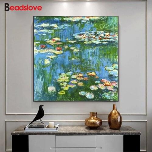 Diamond Embroidery Abstract art, water lily Full Square round Diamond Mosaic Rhinestones Art Painting Cross Stitch S14