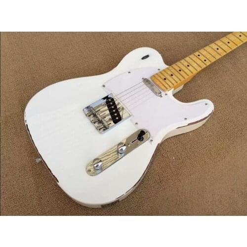 Retro white electric guitar, white guard board, maple finger board, free delivery, welcome custom