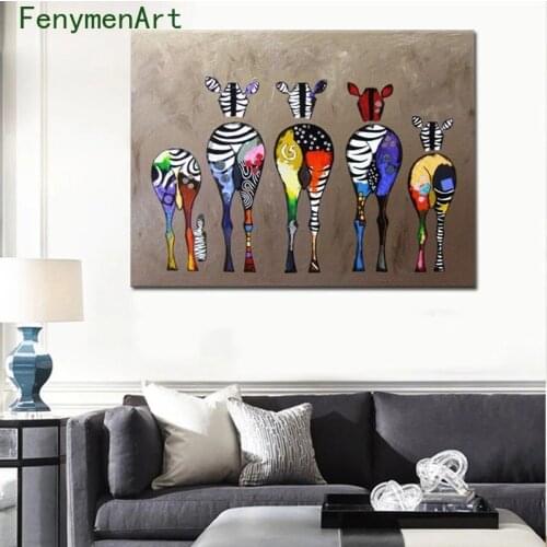 Decorative Picture Colorful Zebra Canvas Oil Painting Funny Animal Wall Posters And Prints For Living Room Bedroom Kids Room