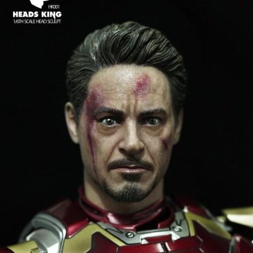 Custom Heads King 1/6 action figure Accessories European and American Male Head Carving HK001 Tony head War Damage Version