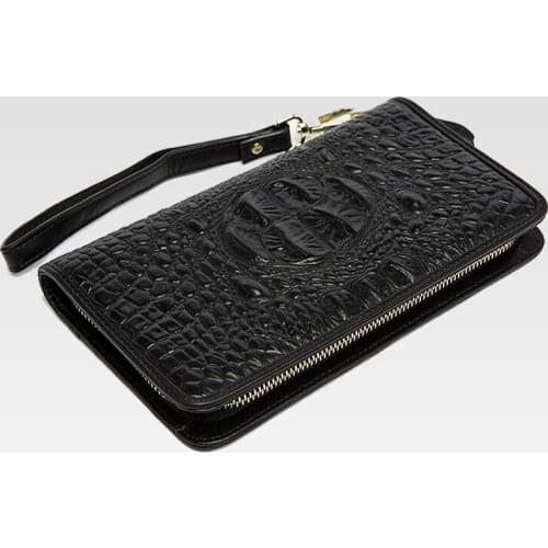 European and American leather handbag crocodile Long Wallet Day Clutches multi card Bag Men and Women Wallets