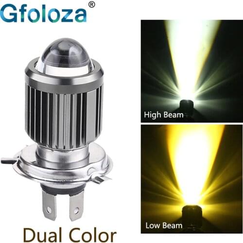 Gfoloza H4 LED Motorcycle Headlight HS1 LED Dual Color Bulb For Motor Scooter Moped ATV Head Fog Lamp 2400Lm White+Yellow 8-80V