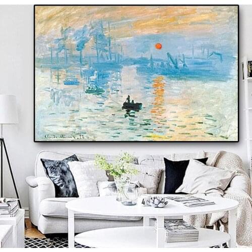 Claude Monet Impression Sunrise Oil Painting on Canvas Famous Posters and Prints on the wall modernWall Picture for Living Room