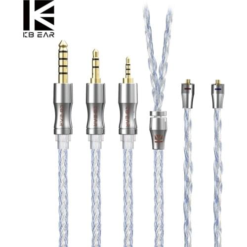 KBEAR Expansion 4N 24 Core Silver Plated Upgrade Cable 2Pin/QDC/MMCX/TFZ Earbud Wire BLON BL-03 BL-01 KZ ZSX ASX KBEAR KS1 KS2
