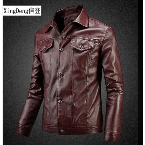 XingDeng Leather Bomber Jackets Men Solid Casual 80s costumes Coat royal albert china Motorcycle Jacket for Male winter Clothing