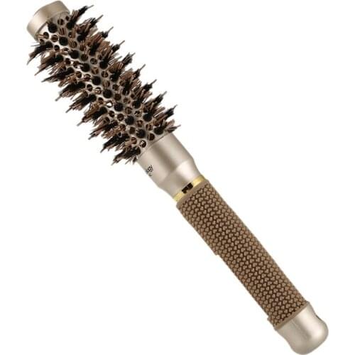 Round Barrel Hair Brush with Simulation Boar Bristle, for Hair Drying, Styling, Curling, Gold
