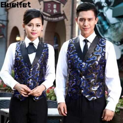 Ktv Restaurant Cafe Waiter Vest Kitchen Waitress Work Outfit Night Club Unisex Waiter Uniforms Work Wear Waiter Outside Vest
