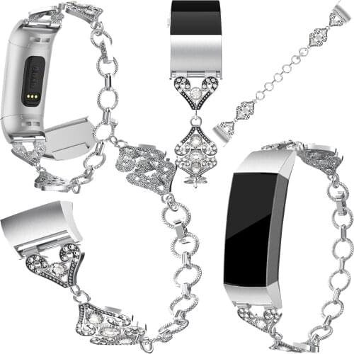 Metal Retro Strap Band For Fitbit Charge 3 Replacement Wrist Bracelet Steel for Fitbit Charge 4 belt Smart Watchband Accessories