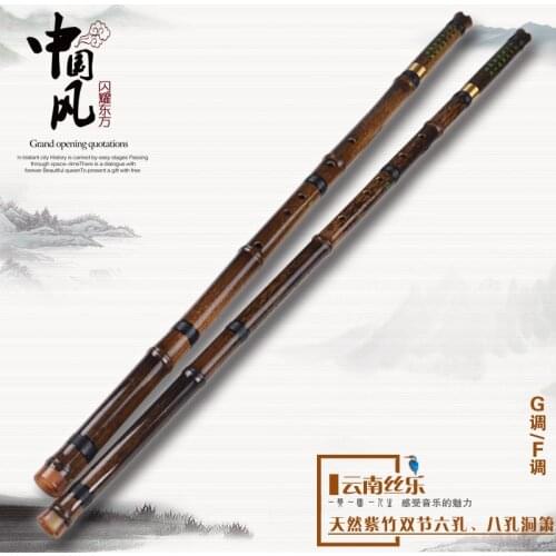 Natural beginner black bamboo Xiao two sections six holes eight holes professional performce Chinese bamboo flute G F tune