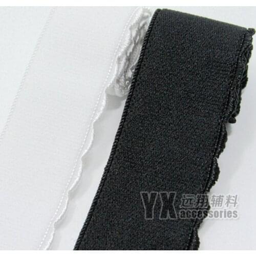 Nylon stretchy webbing for bra underwear belt 25mm 30mm 40mm 50mm 6meters/lot one side suede Crescent elastic bands black white