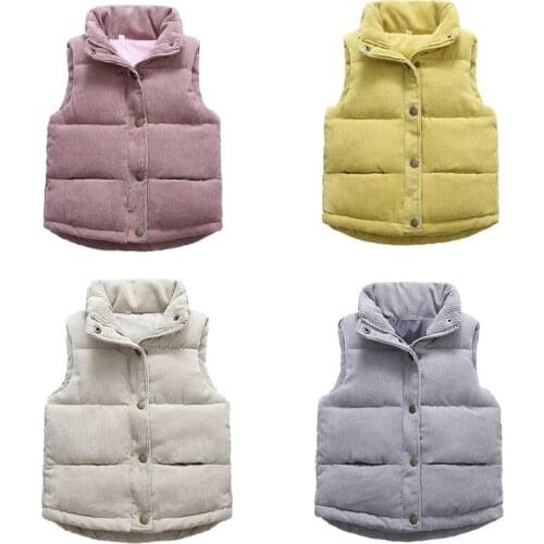 Autumn Winter Kids Warm Vest Boys Girls Thicken Waistcoat Corduroy Outerwear Children Teens Cotton Jackets Sleeveless 2-10 Years