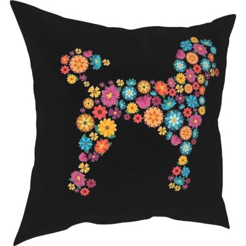 Dog Poodle Gift Flowers Animal Lover Throw Pillow Cover Decorative Pillow Awesome Pillowcover Home Decor