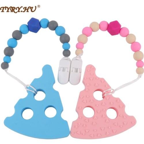 TYRY.HU 1pc Cheese Teether Baby Teething Silicone Pacifier Clips Chewbeads Teething Necklace Silicone beads Dummy Chains