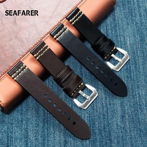 Watchbands Genuine Leather Watch Band Strap 20mm 22mm 24mm Black Brown Blue Yellow Women Men Cowhide Bracelet Accessories