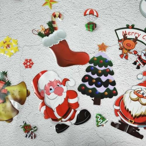 Merry Christmas Wall Window Glass Stickers Santa Claus Snowflake New Year 2021 Decorations For Home Ornaments
