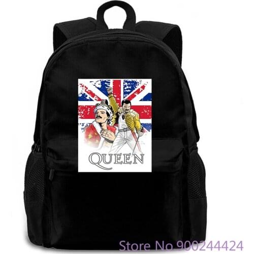 Queen Band - Freddie Mercury on Tour British Flag Straight women men backpack laptop travel school adult student